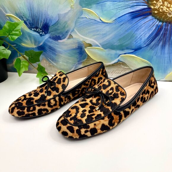 Stuart Weitzman Newport Driving Calf Hair Loafers Cheetah Print 6 - Picture 5 of 13